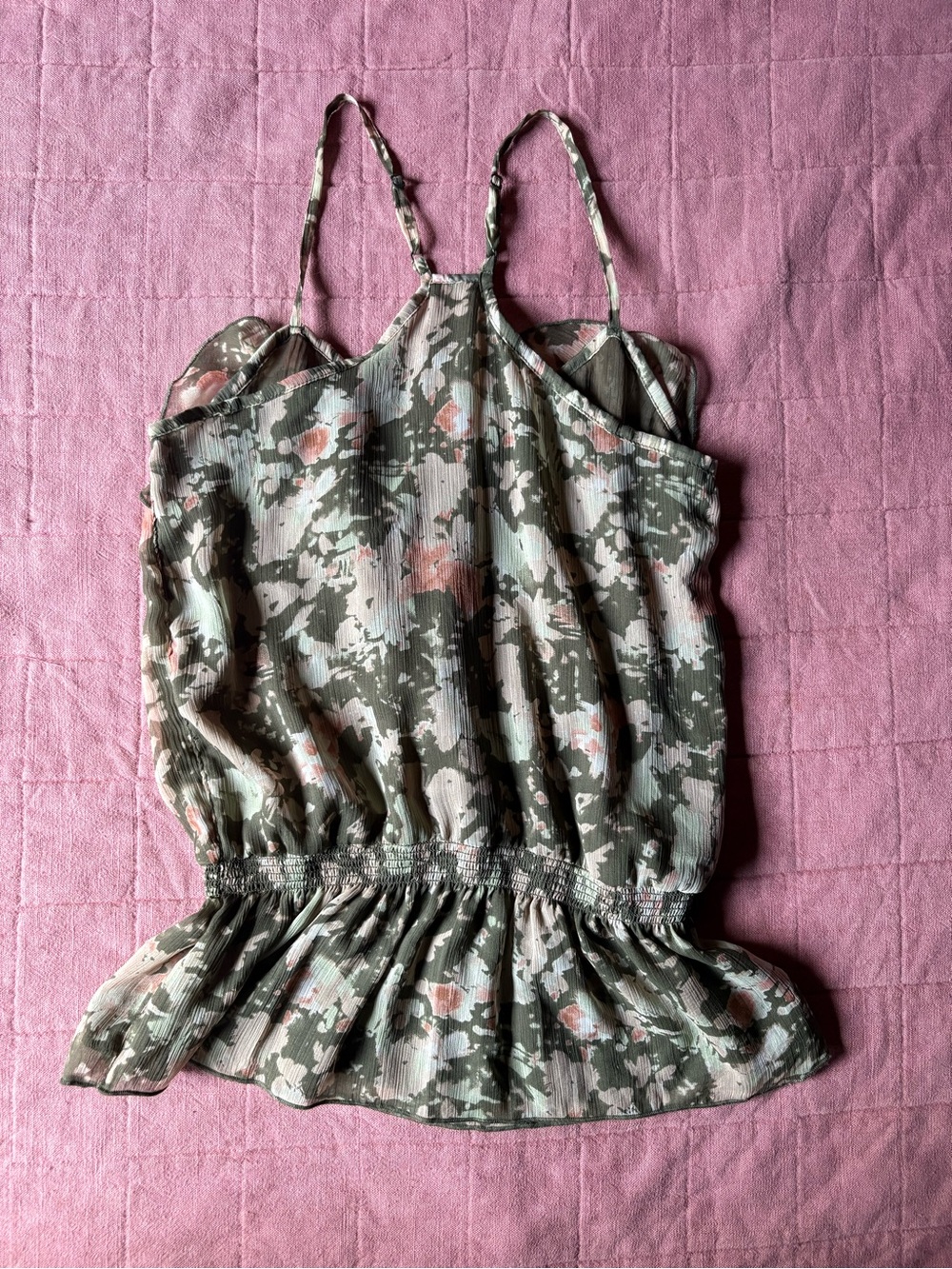 Mudd Y2K 90s floral tank top Green Pink White- Juniors S - Picture 5 of 6